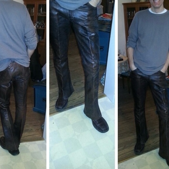 Vintage 60s Brown Leather Flare Pants 33 x 32” - Picture 16 of 16